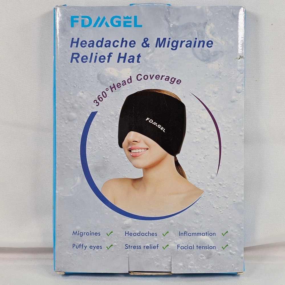 FDAGEL Headache Migraine Relief Hat 360 Cold Hot Therapy Gel Wrap Black 22-196WL
